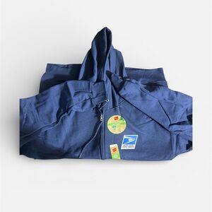 Hanes Navy Blue Unisex USPS Zip-Up Hoodie